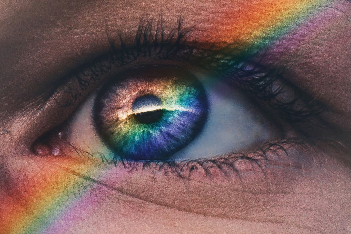 Rainbow cascading across Eye