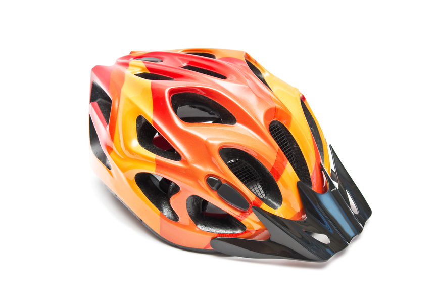 Orange bicycle helmet